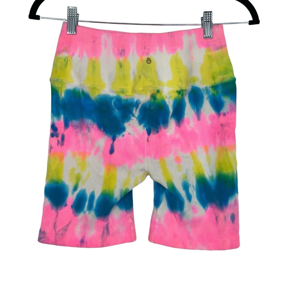 Spiritual Gangster Women's Pink Tie Dye Ribbed Biker Shorts Size XS/S